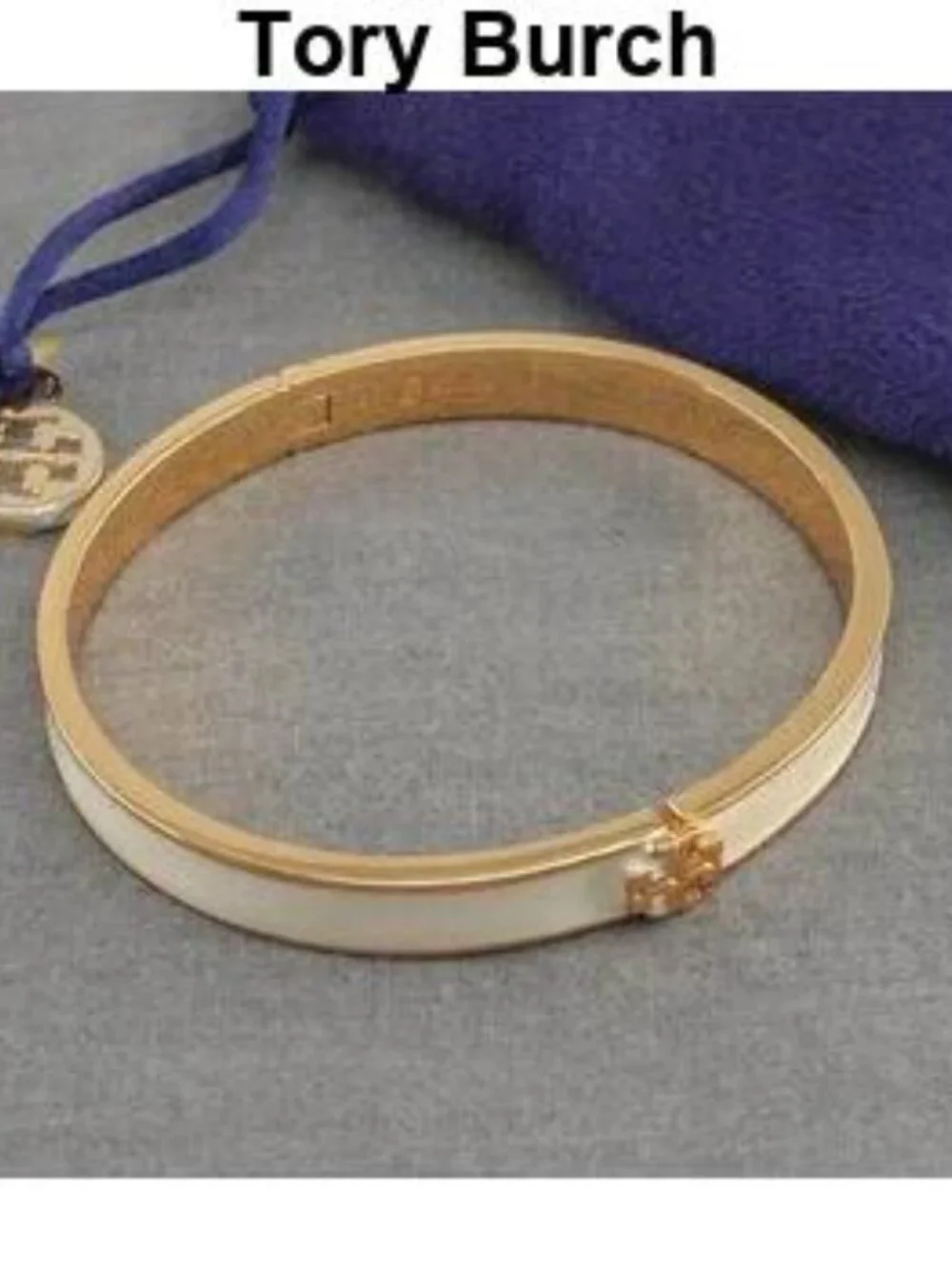 Tory Burch Kira Enamel 7mm Bracelet Bangle in New Ivory (Brand New) Medium